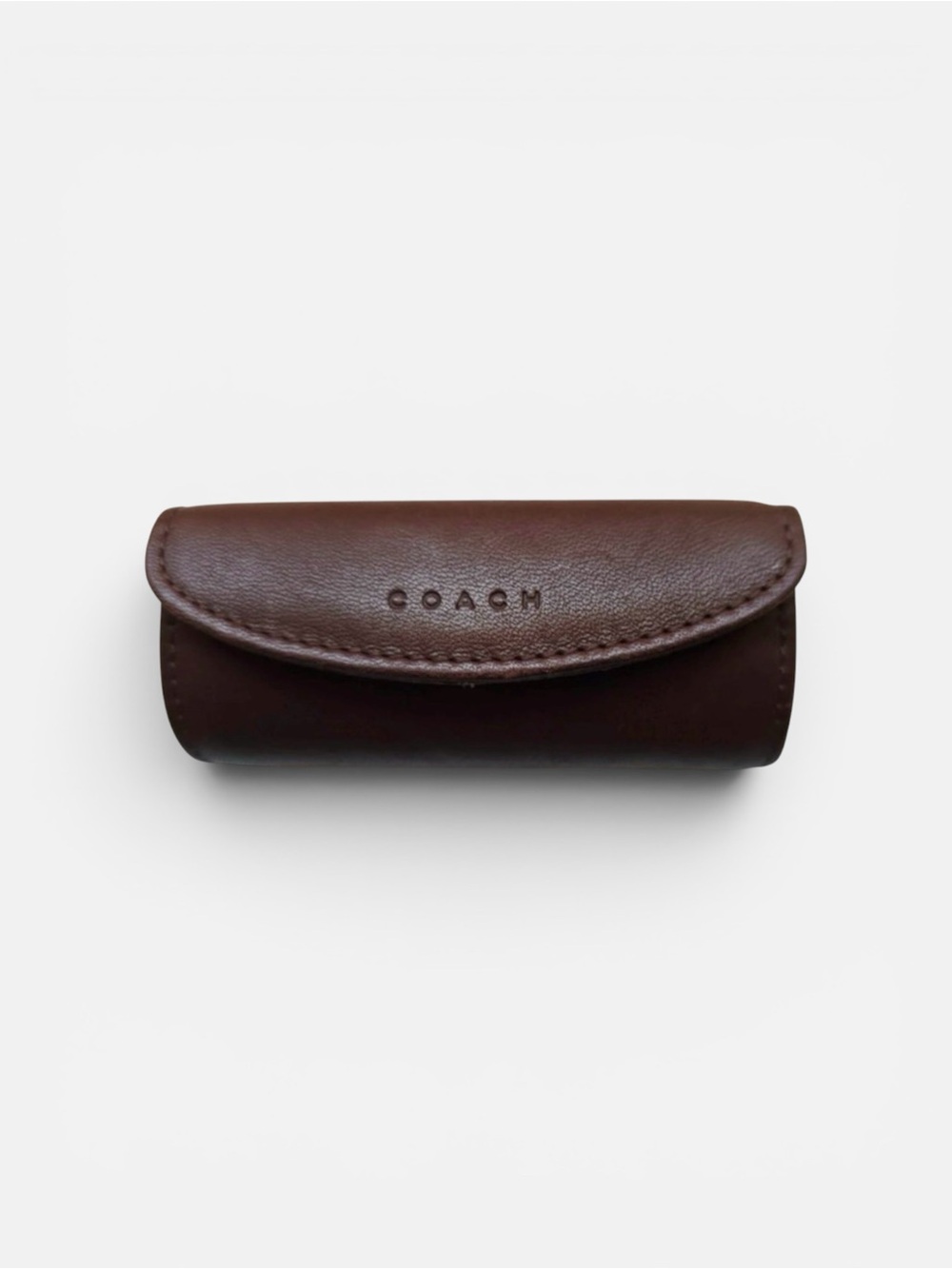 Vintage Coach Brown Leather Lipstick Case with Mirror
